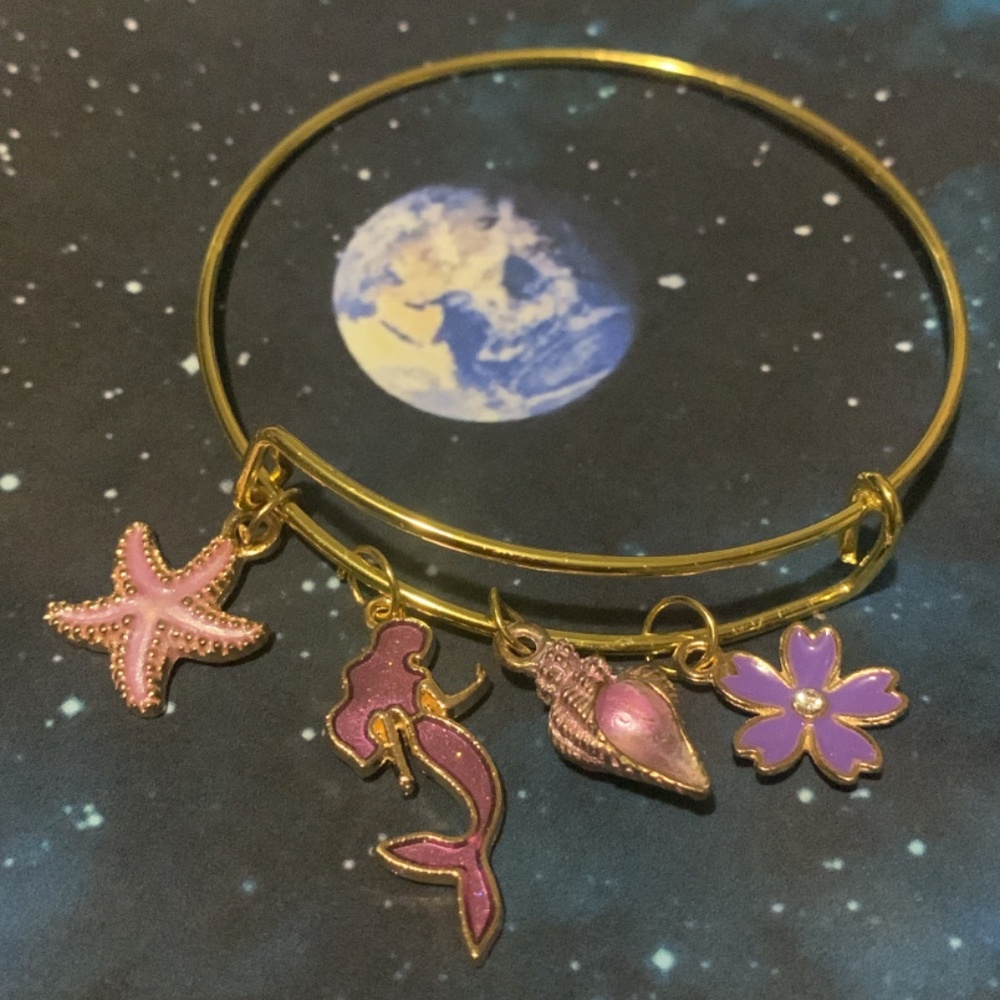 Handmade mermaid lover gold charm bracelet